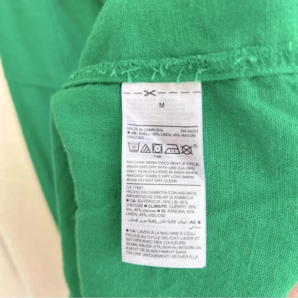 Cottagecore Green Classy Linen Blend Tie Knot Bust Strappy Midi Sun Dress / Med - Picture 5 of 5